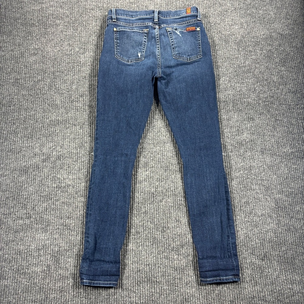 7 For All Mankind The Ankle Skinny Jeans Womens 26 Blue Distressed Ripped - Picture 10 of 12